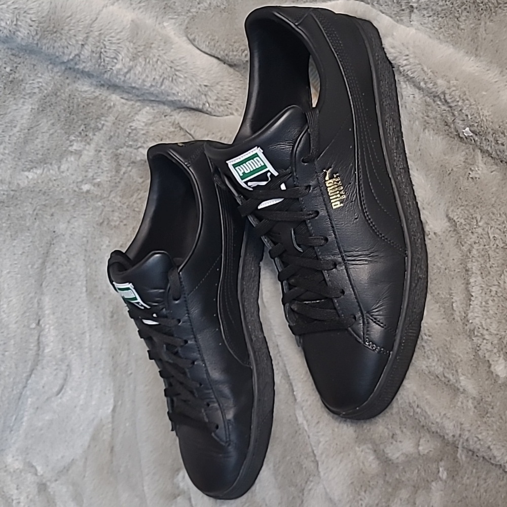 Puma Black Leather Basket Sneakers Mens Size 12 - Picture 6 of 8